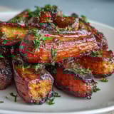 Tender carrots and parsnips caramelized to perfection with honey and thyme, a delightful vegetarian side dish.