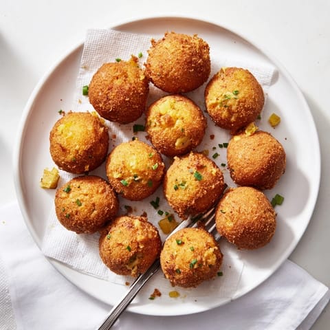Freshly fried Hushpuppies piled high, steam rising from the golden-brown spheres, perfect for a Southern family dinner.