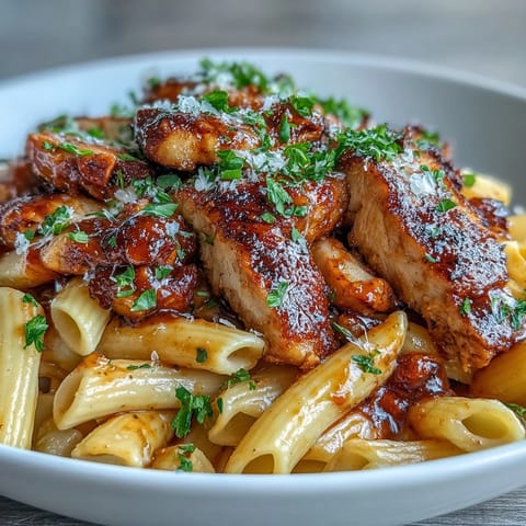 Honey Chipotle Chicken Pasta, a hearty dish with tender chicken and a rich, spicy sauce.