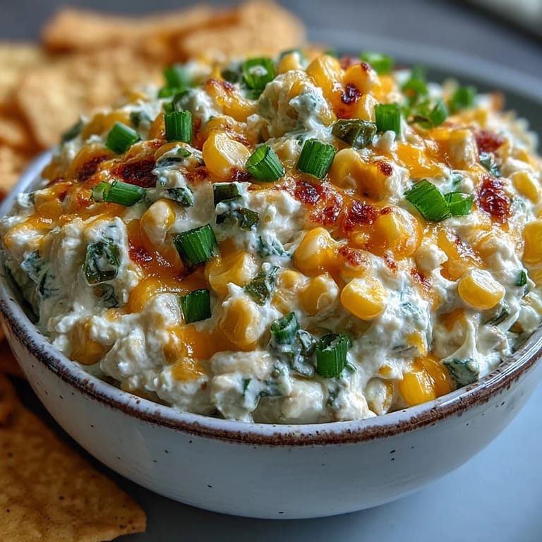 A chilled bowl of Crack Corn Dip topped with extra cheddar and jalapeños, ready to be scooped with chips.