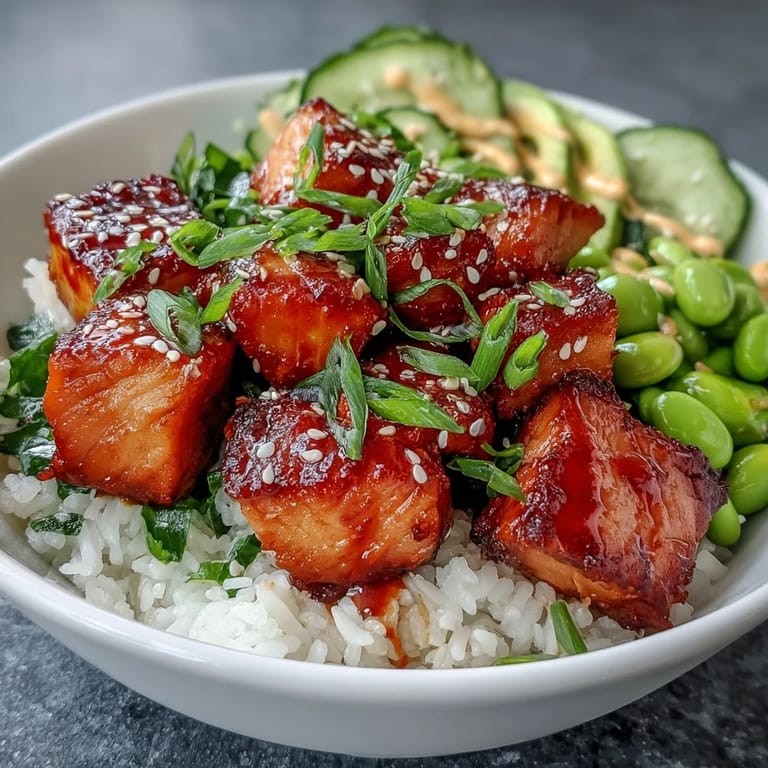 Colorful toppings like edamame, cucumber, and avocado garnish this easy, nutritious dinner. 