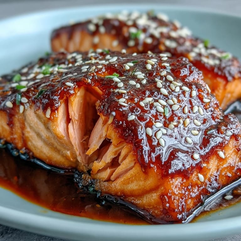 Pan-fried salmon glazed in sweet and spicy honey sriracha sauce served over jasmine rice with fresh vegetables and a zesty sriracha mayo topping.