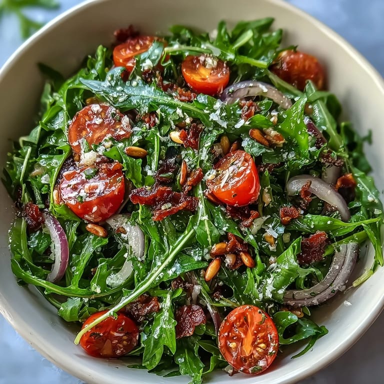 Bright and peppery dandelion greens tossed with lemon dressing, cherry tomatoes, and Parmesan in a refreshing, easy vegetarian salad.