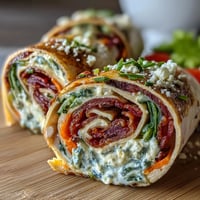 Vibrant turkey and cheese pinwheel sandwiches, perfect for kid-friendly lunches or party platters.  